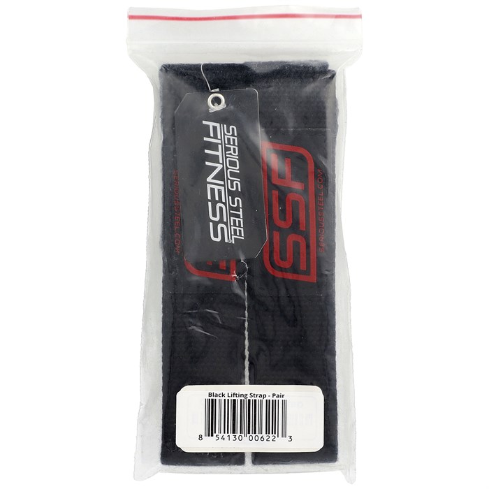 Serious Steel Fitness Пара черных ремней для подъема, 3,8 см шириной и 53 см длиной, из прочного хлопка 11047076