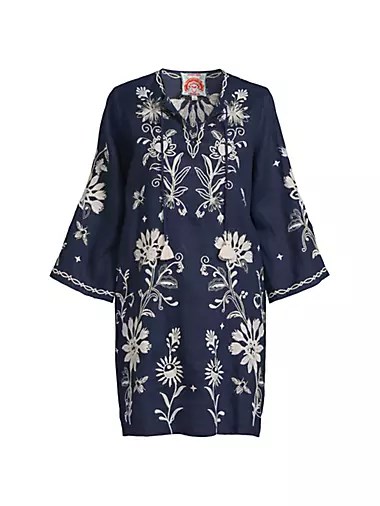 Льняной кафтан с вышивкой от Johnny Was, 100% лен, регулируемый воротник, рукава-браслеты 10042342