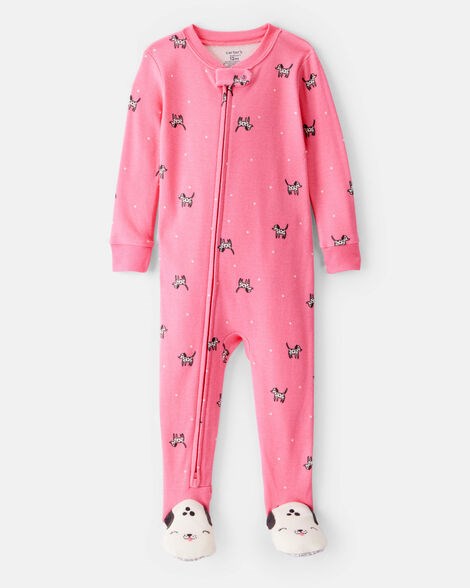 Carter',s Baby Girl Dalmatian Print 100% Cotton Long-Sleeve 2-Way Zip 1-Piece Pajamas - Pink 11038553