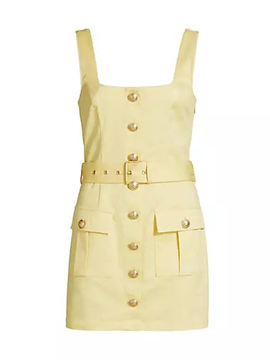 Мини-платье L',Agence с поясом, застёжкой на пуговицы, без рукавов, карманами, 97% хлопок 10042922