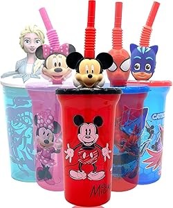 ZAK Designs Термостакан с трубочкой Disney Mickey: 3D голова персонажа, безопасный материал без BPA, легко моется, идеальный подарок для детей 11059634