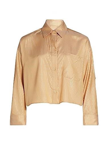 Twp Кроп-топ Next Ex из металлического шёлка с расклешёнными рукавами и воротником, 100% шёлк 11022710