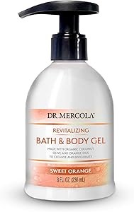 Dr. Mercola Увлажняющий гель для ванны и тела с ароматом сладкого апельсина, 236 мл, с кокосовым маслом, органическим маслом жожоба и алоэ вера 11087746