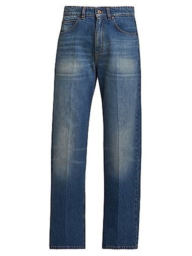 Прямые джинсы с высокой талией Bernie из денима от Victoria Beckham, пять карманов, 100% хлопок, Италия 11020274