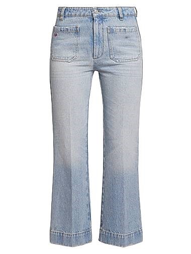 Victoria Beckham Джинсы Alina с высокой талией и укороченными расклешенными штанинами из 100% хлопка, изготовленные в Италии 11023943