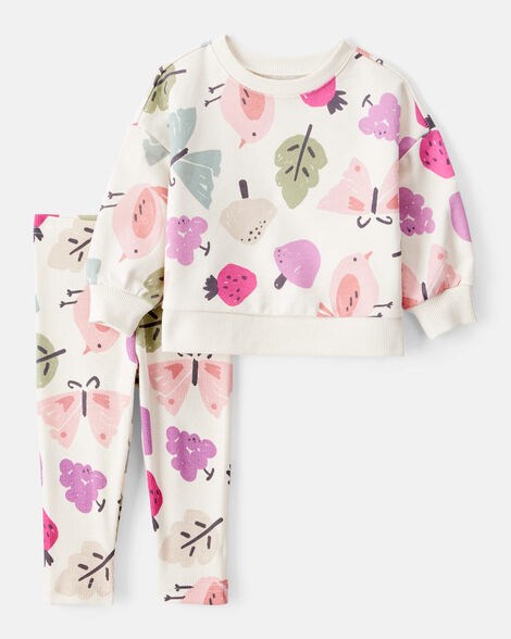 Детский комплект для девочки из мягкого хлопка: лонгслив с бабочками и лосины от Carter',s 11038541