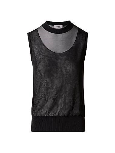 Полупрозрачный многослойный топ Akris punto с круглым вырезом и эластичными краями, 76% вискоза 11018613