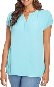 Летний женский топ Nine West с короткими рукавами, небесно-голубого цвета, размер XX-Large 11090937