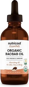Nutricost Органическое масло баобаба, 120 мл - Питательное средство для волос, лица и тела, холодного отжима и нерафинированное 11106522