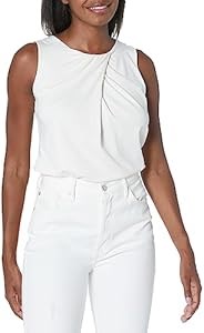 Модный топ Anne Klein с защипами и широкими бретелями, 63% вискоза, 31% нейлон, 6% эластан 11103121