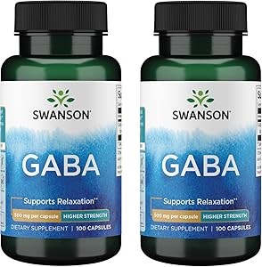 Swanson GABA – Аминокислотная добавка для спокойствия и расслабления, 500 мг, 100 капсул, поддержка здорового уровня стресса 11050276