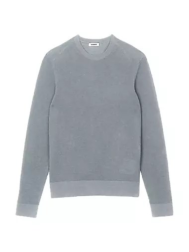 Свитер Sandro из фактурного органического хлопка с круглым вырезом и длинными рукавами 10042816