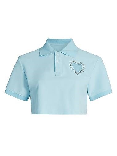 Кроп-топ с сердцевидным вырезом из кристаллов Area, 60% хлопок, короткие рукава 11029869