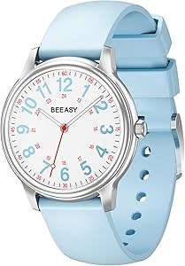 Beeasy Медицинские водостойкие часы с аналоговым циферблатом 38 мм, силиконовым ремешком, светящимися стрелками и отметками 12/24 часа 11067554