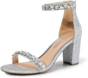 Туфли DREAM PAIRS с блестками и ремешком с пряжкой на низком каблуке, размер 10, для торжественных мероприятий 11102994