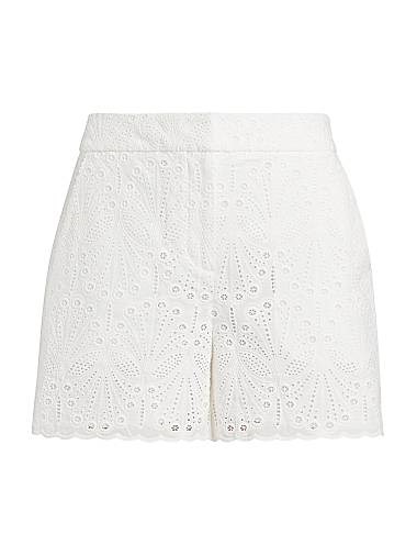Шорты Elie Tahari Aria с высокой талией, 100% хлопок, с вышивкой, карманами и застёжкой на молнии 11010021