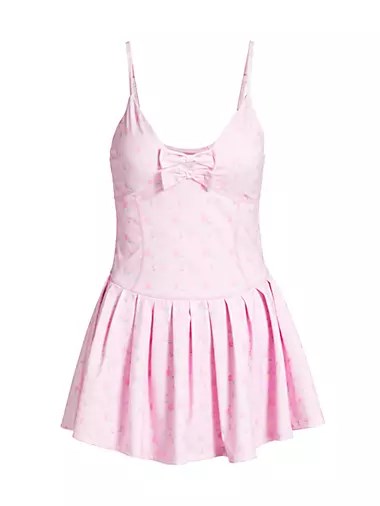 Мини-платье Hubert Active с цветочным принтом и двумя бантами от Loveshackfancy, 76% нейлон, 24% спандекс 11027854