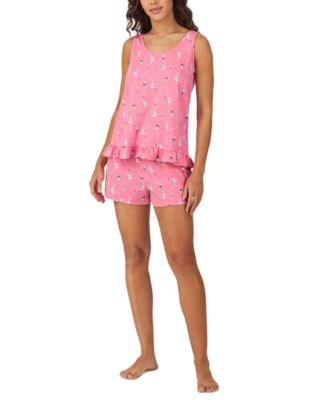 Комплект молодёжной пижамы без рукавов с принтом и шортами от Cuddl Duds, мягкая, из трикотажа, 100% хлопок 11074387