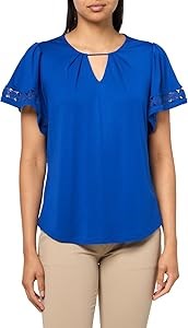 Женский вязаный лонгслив Anne Klein с вырезом на груди и рукавами-колоколами 11062821