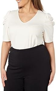 Женский лонгслив Anne Klein с V-образным вырезом и рукавами из вискозы и полиэстера 11069385