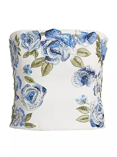 Кроп-топ Cece с цветочной вышивкой от Alice + Olivia, бесшовный, 64% полиэстер, 32% вискоза, 4% эластан 10042338