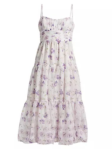 Cinq a Sept Платье миди с цветочным принтом Joie, открытой спиной и завышенной талией от Cinq a Sept 10042771