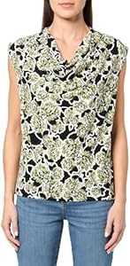 Женский лонгслив Anne Klein с принтом, плечевой проймой и гофрированным воротником, 95% полиэстер, 5% эластан 11084451