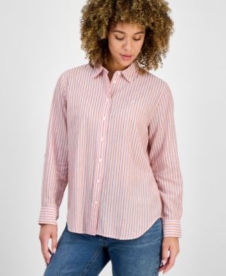 Женская полосатая рубашка с длинными рукавами и пуговицами из хлопка от Nautica Jeans 11022089