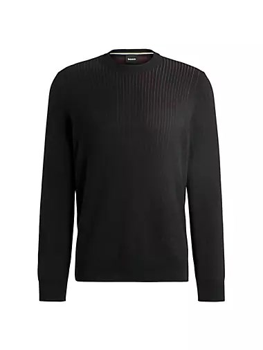 Свитер из хлопка с вязаным вертикальным узором от Boss в стандартном размере 10041815