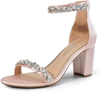 Женские туфли DREAM PAIRS с каблуком рюмочка, размер 6.5, нежно-розовые, сатин, декорированы стразами 11053541