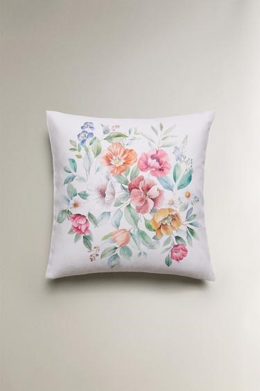 Zara Home Наволочка для диванной подушки с ярким цветочным принтом из 100% хлопка 11039552