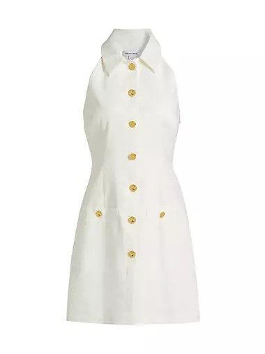 Мини-платье без рукавов Roxanne от Veronica Beard из льняной смеси с воротником и пуговицами 10042740