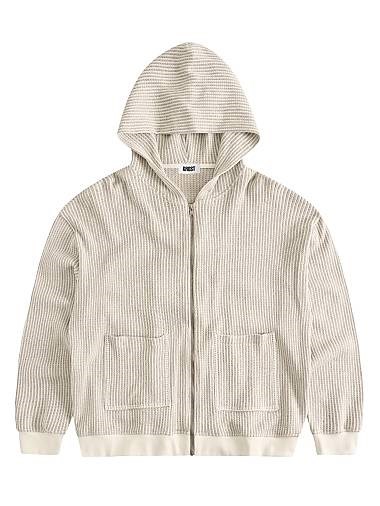 Худи с полосками и молнией Krost из ребристого трикотажа, 42% лиоцелла, 40% хлопка, 18% конопли 11015948