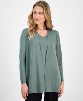 Женский кардиган Anne Klein с открытой передней частью, длинными рукавами и карманами, полиэстер/вискоза 11037379