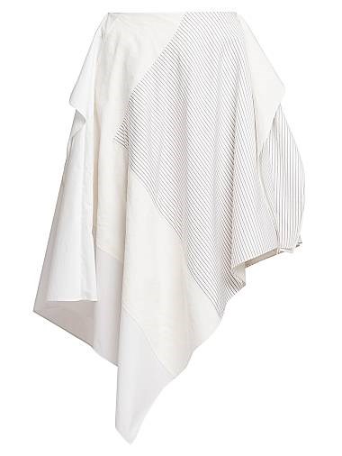 Асимметричная хлопковая миди-юбка JW Anderson с резинкой на талии и оборками 11023718