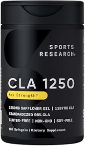 Sports Research Веганский CLA 1250 мг с активной конъюгированной линолевой кислотой | 80% активного CLA, без ГМО, 90 капсул 11075270