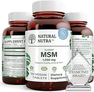 Natural Nutra ОптиМСМ, добавка MSM с серой, 1000 мг для здоровья суставов, волос и костей, 60 веганских таблеток 11086499