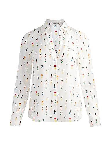 Блузка Eloise из 100% шелка с игривыми иллюстрациями и длинными рукавами от Alice + Olivia 11010519