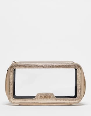 Accessorize Стильная косметичка из прозрачного и золотого материалов, размер 12х22х9 см, с круговой молнией 11040788