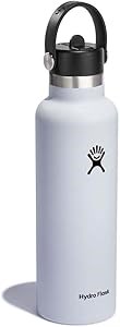 Hydro Flask Черная вакуумная бутылка для воды из нержавеющей стали с гибкой соломинкой, 621 мл 11060655