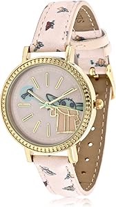 Accutime Женские часы Lucas из серии ',Звездные войны: Мандалорец', с изображением Бэби Йоды, розовый искусственный кожаный ремешок, аналоговый циферблат 11065613