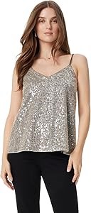 Футболка с длинным рукавом Sam Edelman Livvy с бретелями, 93% нейлон и 7% металлик, стандартный размер 11075732