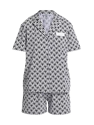 Комплект коротких пижам с монограммой Moschino, 96% хлопок, удобный фасон 10042167