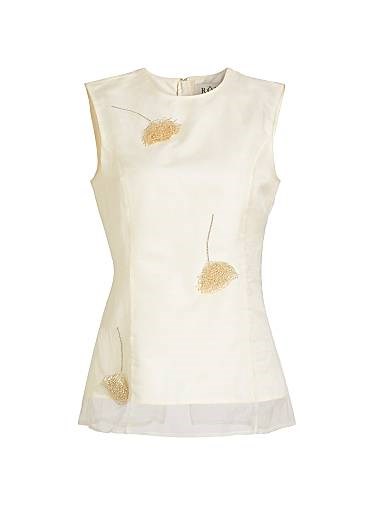 Топ без рукавов Rohe из шелковой органзы с тюльпанной вышивкой, 100% шелк 11024826