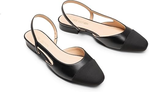 Женские балетки Dream Pairs с ремешком на пятке, квадратным носком и низким каблуком 2.5 см, удобные для работы и торжеств 11049808