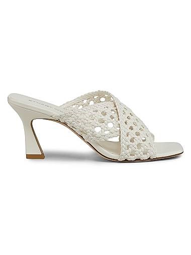 Stuart Weitzman Ботильоны Thea 75MM из кожи с плетеным узором и открытым носом 11027948