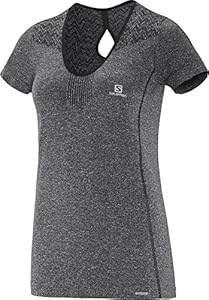 Женская футболка Salomon Elevate с короткими рукавами и бесшовным дизайном, черная, размер S 11079523