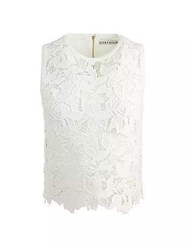 Топ с кружевными деталями Danielle от Alice + Olivia, 84% вискоза, без рукавов, с застежкой на спине 10042941
