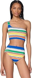 Одноплечный бикини-топ Kate Spade New York с цветными полосками, съёмными чашечками и регулируемым ремешком 11057020