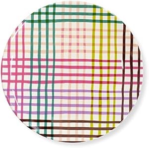 Kate Spade New York Прочная меламиновая тарелка для сервировки, диаметр 22,8 см, для кухни и улицы, в радужную клетку 11079437